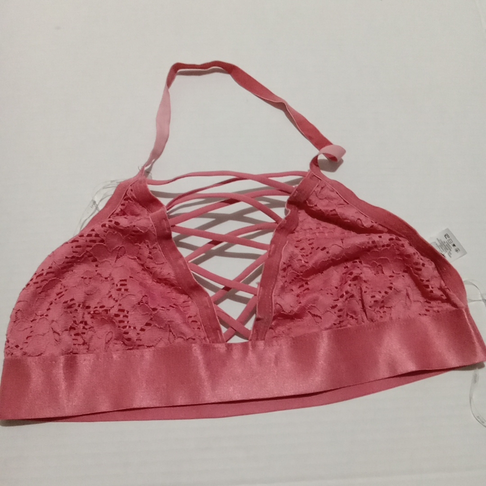 Pink Lace Bralette Woman Size medium Color Pink